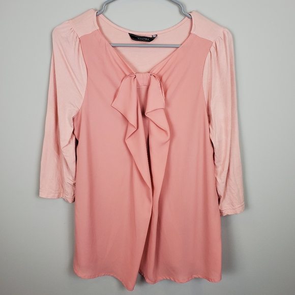 Mastina Tops - Pink Ruffle Front Top